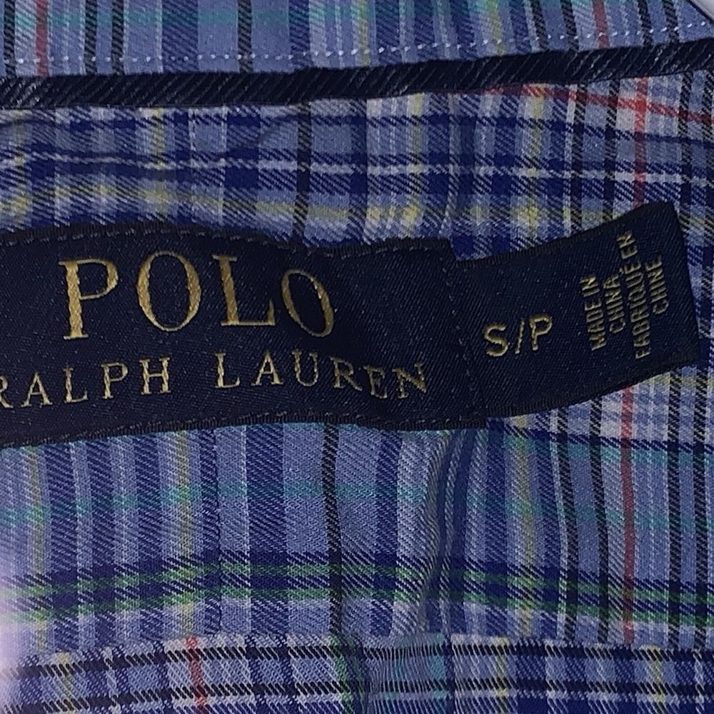Polo Ralph Lauren Mens Blue Plaid Button Up  Shirt‎ Sz S Long Sleeve Cotton EUC - Picture 4 of 7